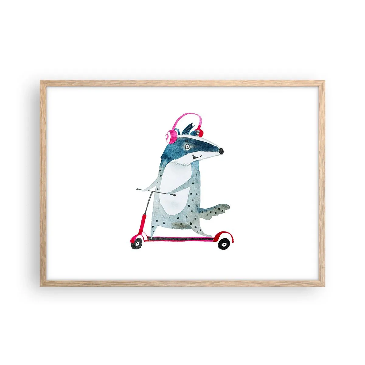 Poster in einem Rahmen aus heller Eiche - Dachsfreude - 70x50 cm