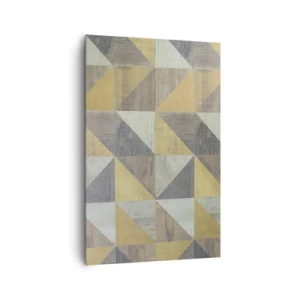 Bild auf Leinwand - Leinwandbild - Geometrische Komposition aus Dreiecken in erdigen Farbtönen - 80x120cm - Am Winkel des Dreiecks - Moderne Wanddekoration für Wohnzimmer und Schlafzimmer ARTTOR