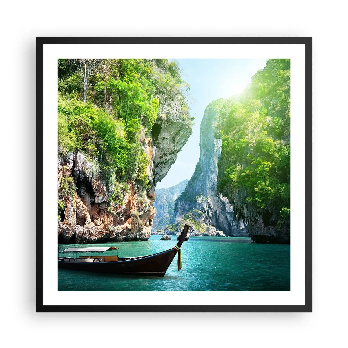 Poster in einem schwarzem Rahmen - Eine Einladung zu einer exotischen Reise - 60x60 cm