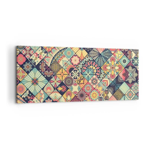Bild auf Leinwand - Leinwandbild - Bunte geometrische Muster, inspiriert vom marokkanischen Stil - 120x50cm - marokkanische Atmosphäre - Moderne Wanddekoration für Wohnzimmer und Schlafzimmer ARTTOR