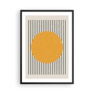 Poster in einem schwarzem Rahmen - Geometrische Komposition mit orangefarbenem Kreis und Linien - 50x70cm - Die Kraft der Einfachheit - Moderne Wanddekoration für Wohnzimmer und Schlafzimmer ARTTOR
