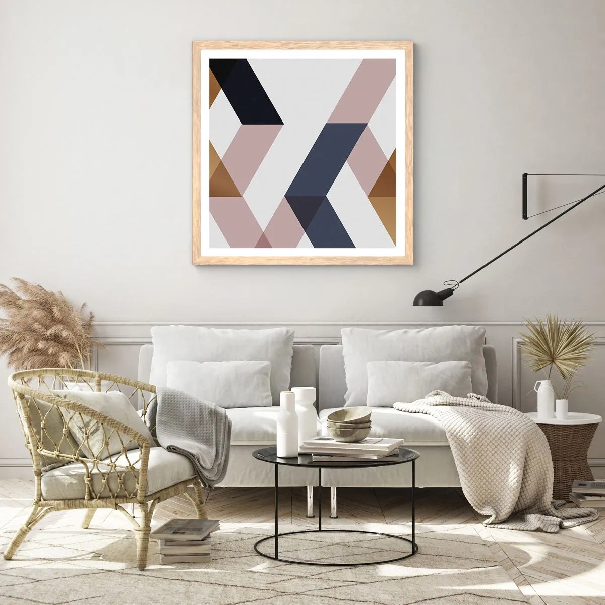 Poster in einem Rahmen aus heller Eiche - Ebenen und Winkel - 30x30 cm
