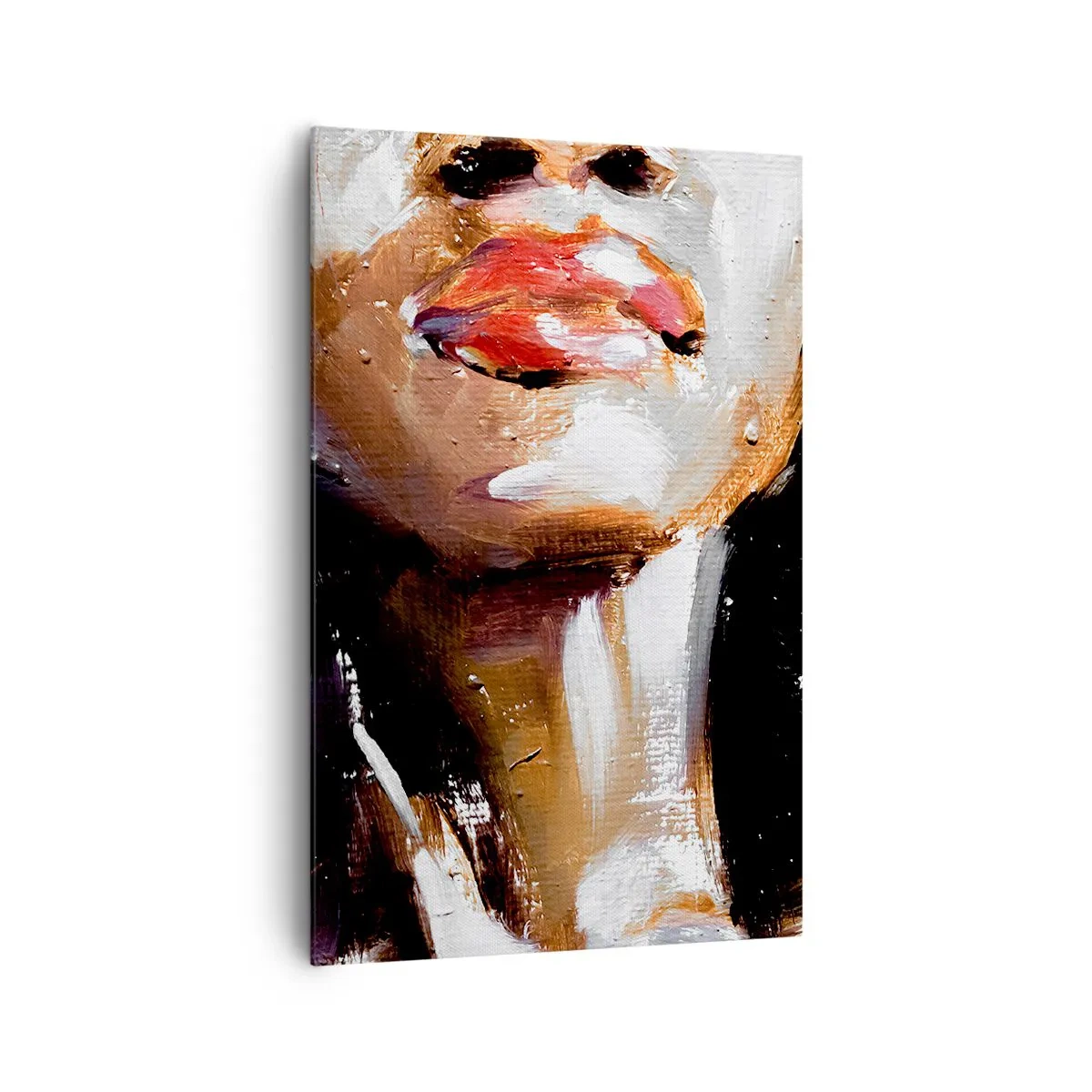 Bild auf Leinwand - Leinwandbild - Porträt einer Frau in ausdrucksstarkem malerischem Stil vor dunklem Hintergrund - 80x120cm - Stolz ohne Vorurteile - Moderne Wanddekoration für Wohnzimmer und Schlafzimmer ARTTOR