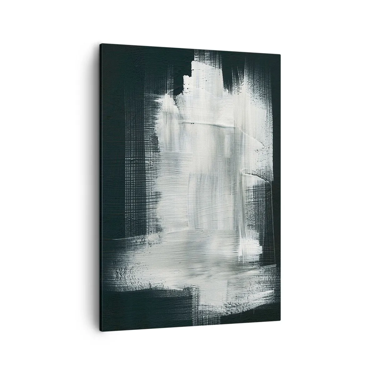 Bild auf Leinwand - Leinwandbild - Weiße abstrakte Striche auf dunklem Hintergrund - 50x70cm - Vertikal und horizontal gewebt - Moderne Wanddekoration für Wohnzimmer und Schlafzimmer ARTTOR