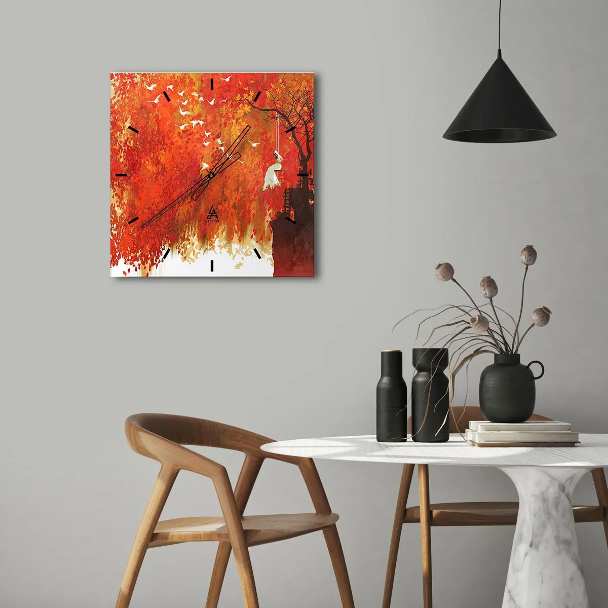 Wanduhr - Glasuhr - Wird er mit ihnen fliegen? - 30x30 cm