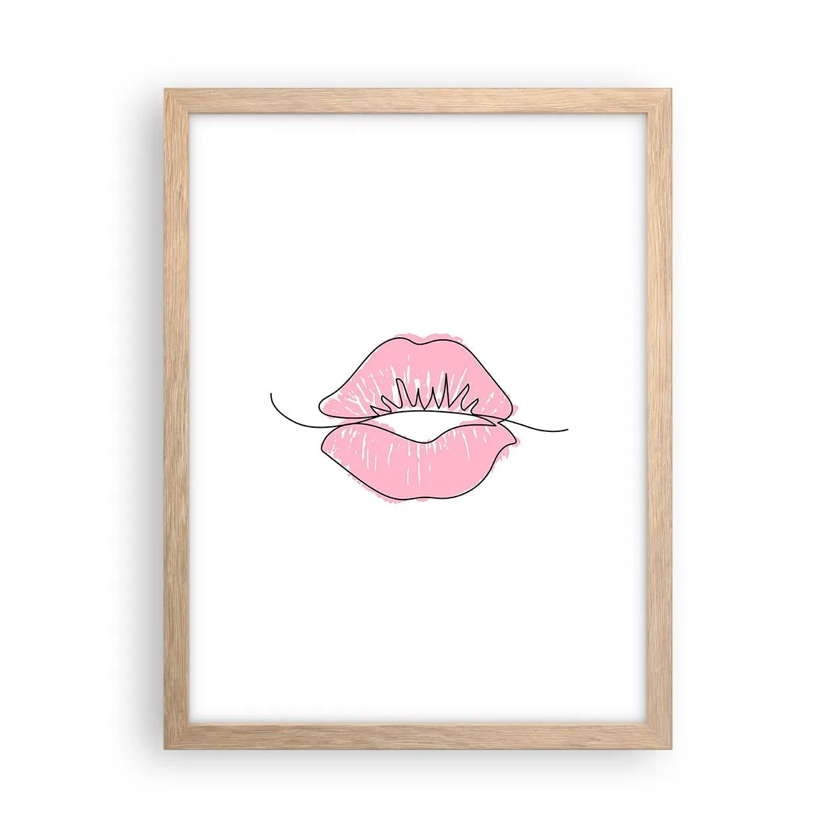 Poster in einem Rahmen aus heller Eiche - Bereit zum Küssen? - 30x40 cm