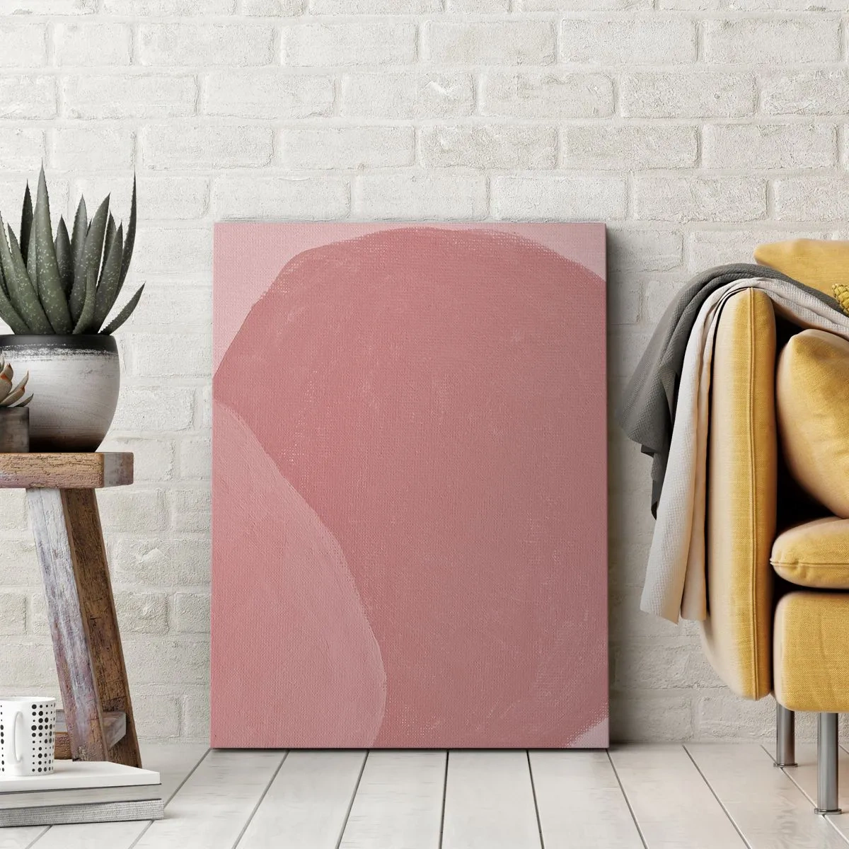 Bild auf Leinwand - Leinwandbild - Zarte Abstraktion in Rosatönen, organische Formen und Minimalismus - 80x120cm - Organische Komposition in Rosa - Moderne Wanddekoration für Wohnzimmer und Schlafzimmer ARTTOR
