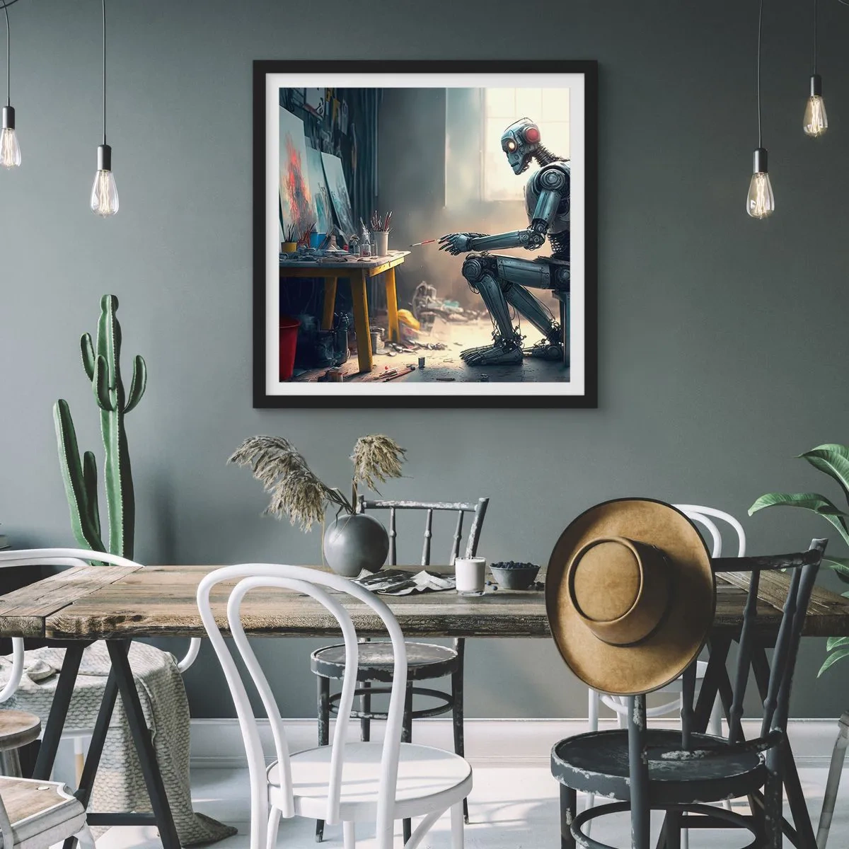 Poster in einem schwarzem Rahmen - Schöpfungsakt - 50x50 cm