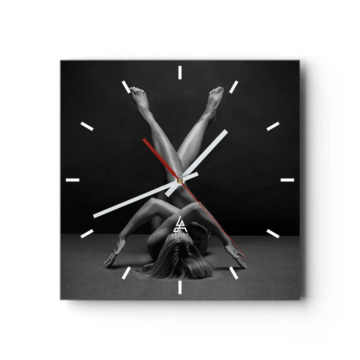 Wanduhr - Glasuhr - Die Geometrie der Nacktheit - 40x40 cm