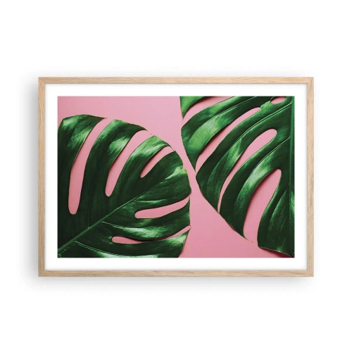 Poster in einem Rahmen aus heller Eiche - Rendezvous im Grünen - 70x50 cm