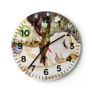 Wanduhr - Glasuhr - Ein smaragd-violetter Traum - 30x30 cm