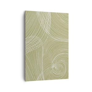 Bild auf Leinwand - Leinwandbild - Grüne und weiße Linien in einer abstrakten Komposition - 70x100cm - Komplizierte Abstraktion in Weiß - Moderne Wanddekoration für Wohnzimmer und Schlafzimmer ARTTOR