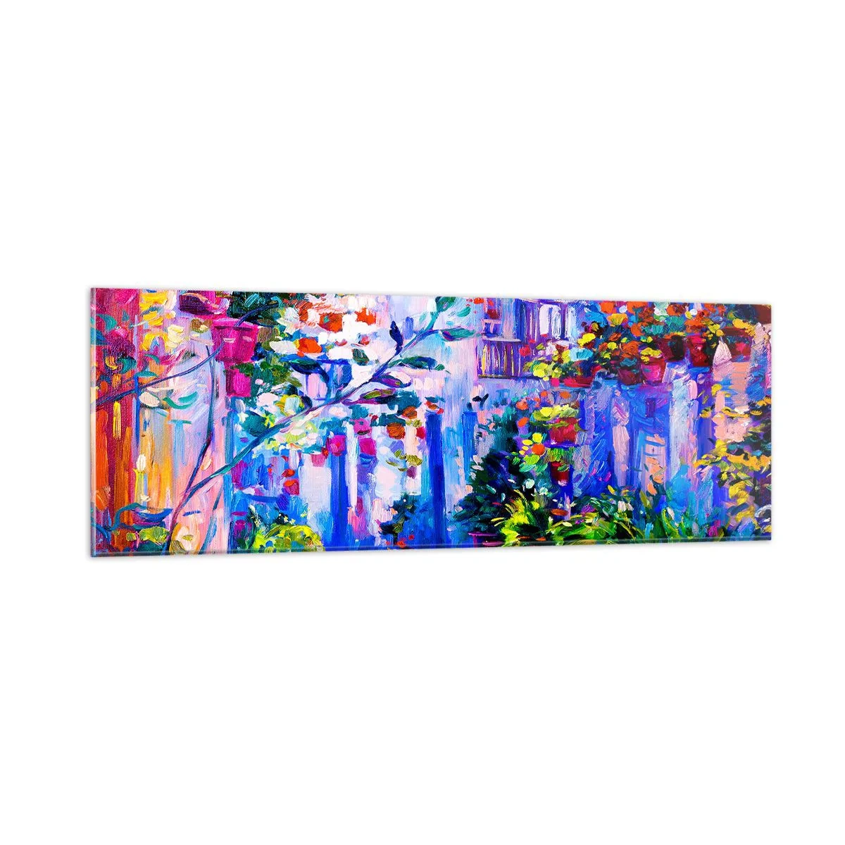 Glasbild - Bild auf glas - Impresja - eine italienische Straße - 90x30 cm