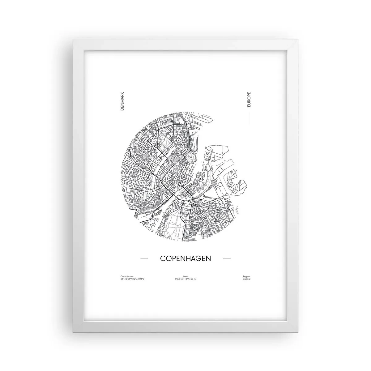 Poster in einem weißen Rahmen - Anatomie von Kopenhagen - 30x40 cm