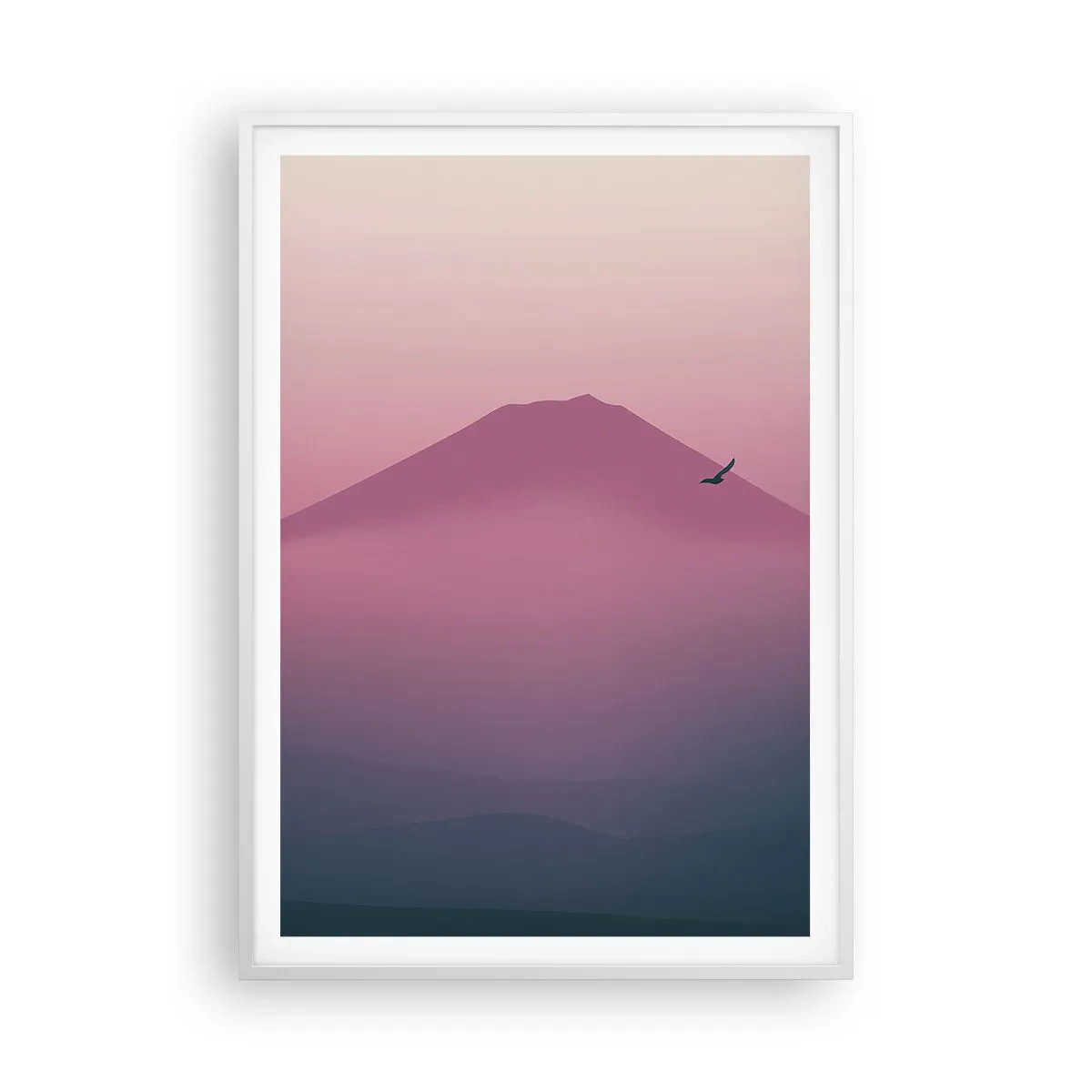 Poster in einem weißen Rahmen - Wanderer über den Wolken - 70x100 cm