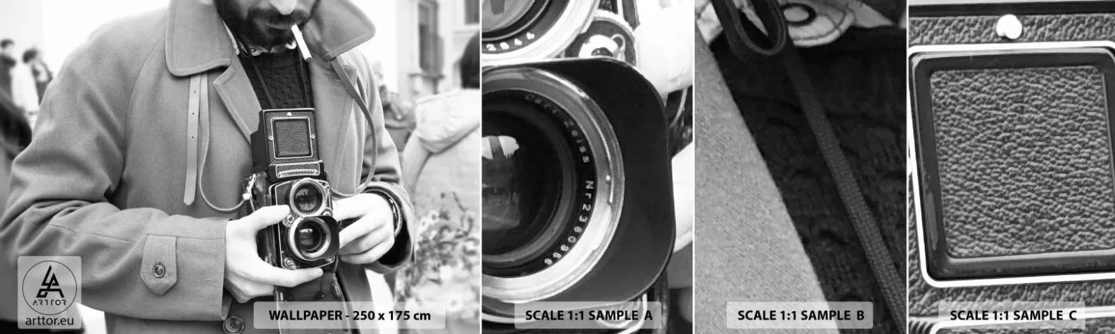 Fototapeten Muster Selbstklebend Deluxe Sticker - Retro-Stil - Kamera, Jahrgang, Kamera - 100x30 cm