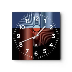 Wanduhr - Glasuhr - In einer geometrischen Umarmung - 40x40 cm