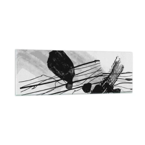 Glasbild - Bild auf glas - Organische Schwarz-Weiß-Abstraktion - 90x30 cm