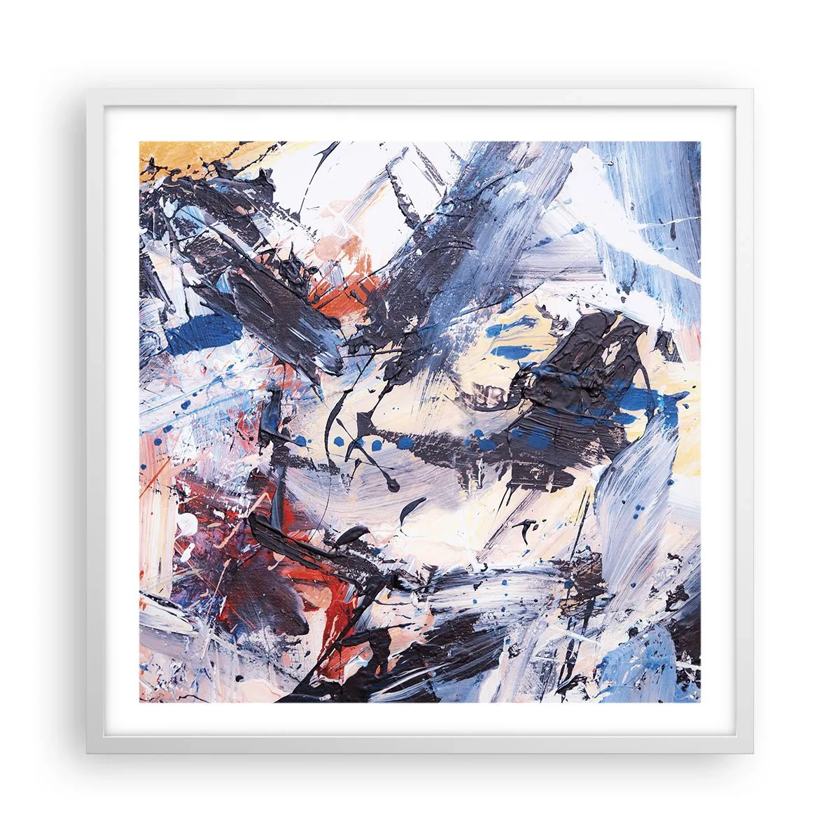 Poster in einem weißen Rahmen - Verrückter Tanz der Abstraktion - 60x60 cm
