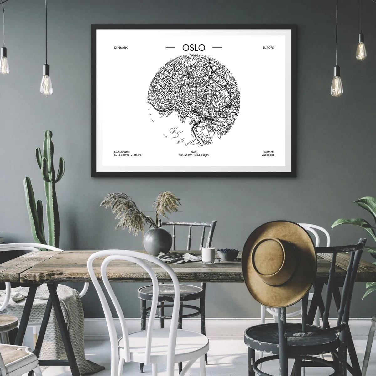 Poster in einem schwarzem Rahmen - Anatomie von Oslo - 50x40 cm