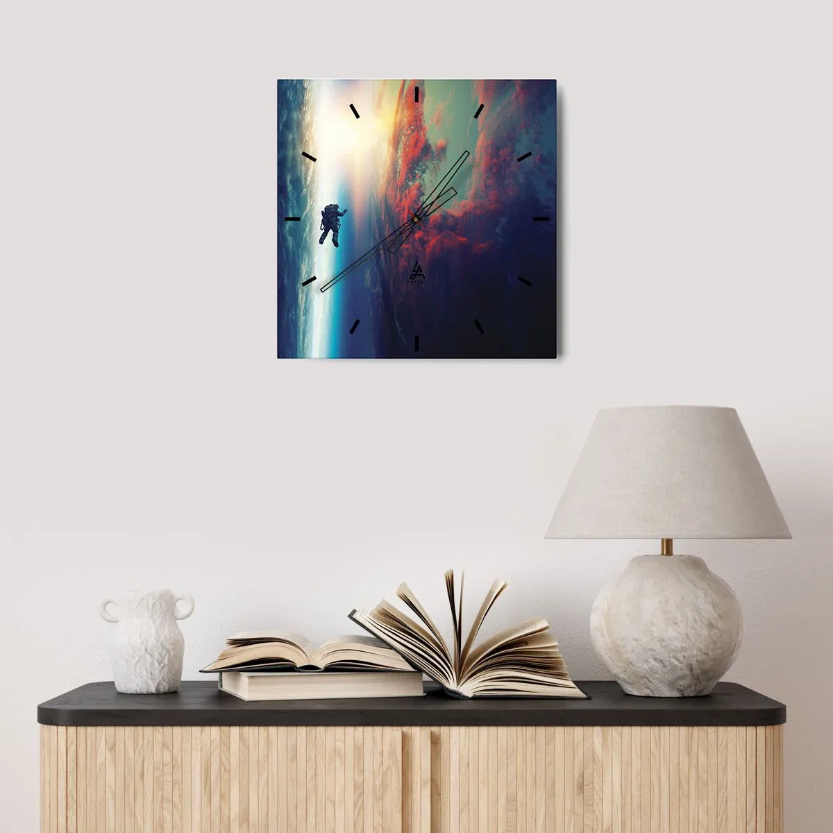 Wanduhr - Glasuhr - Sich dem Universum stellen - 30x30 cm