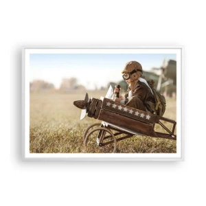 Poster in einem weißen Rahmen - Start in Richtung eines Traums - 100x70 cm