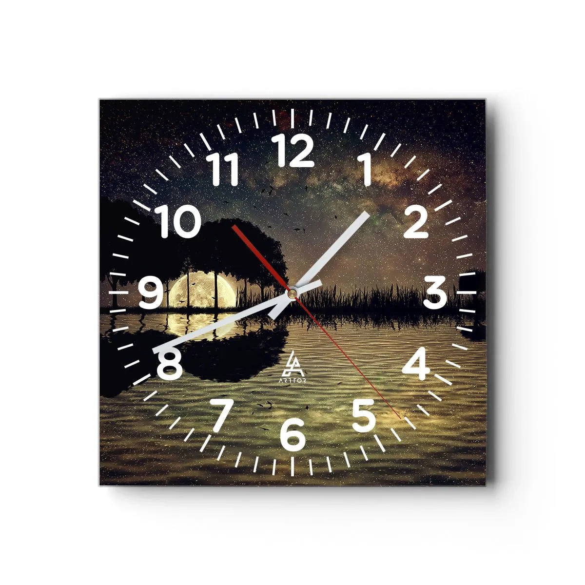 Wanduhr - Glasuhr - Nacht am Ende der Welt - 30x30 cm