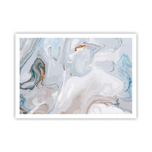 Poster - Abstrakte Wellen in Blau- und Weißtönen - 100x70cm - Das Weiß wird erhoben - Moderne Wanddekoration für Wohnzimmer und Schlafzimmer ARTTOR