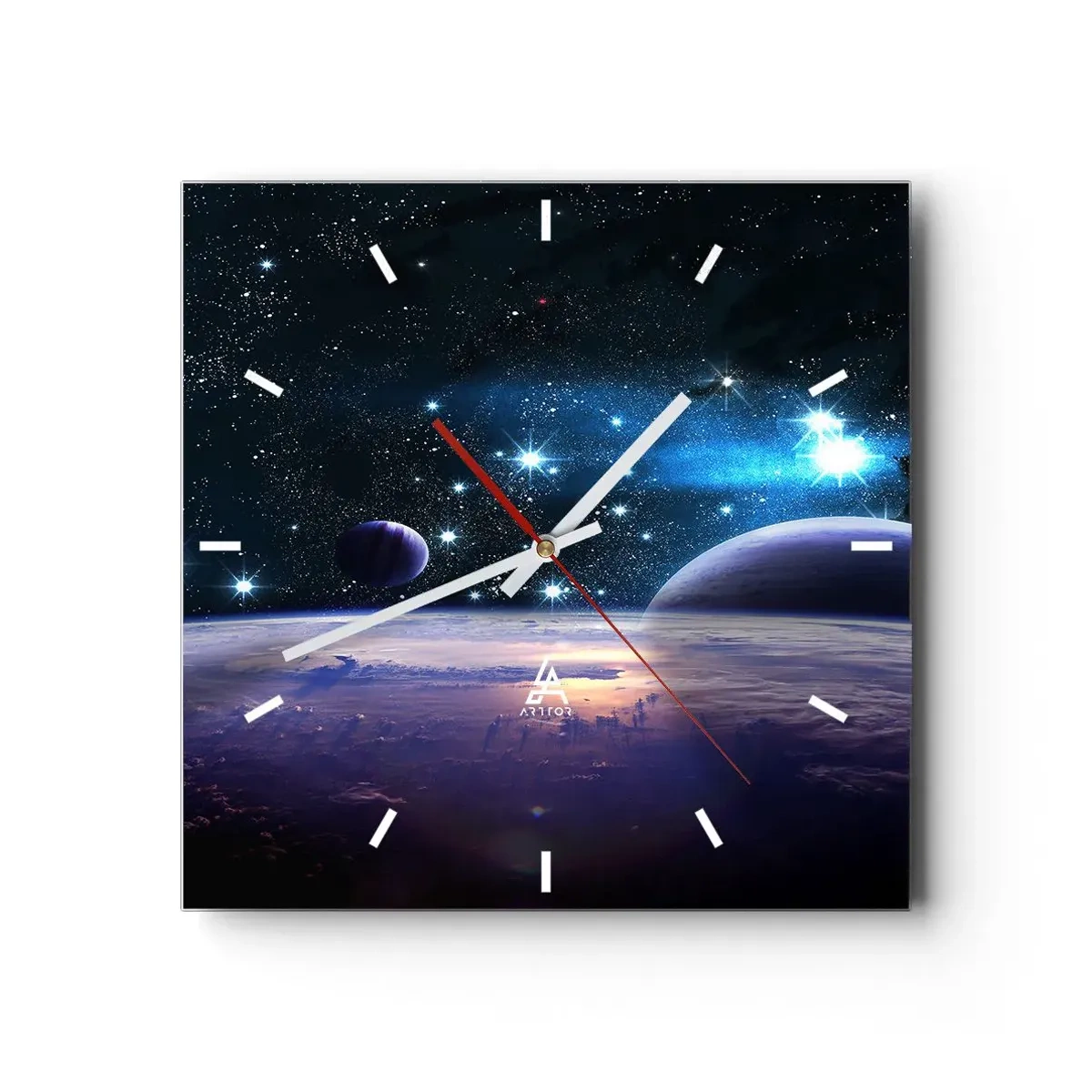 Wanduhr - Glasuhr - Noch allein? - 40x40 cm