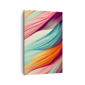 Bild auf Leinwand - Leinwandbild - Abstrakte Linien in Pastell- und leuchtenden Farben - 80x120cm - Regenbogengewebe - Moderne Wanddekoration für Wohnzimmer und Schlafzimmer ARTTOR