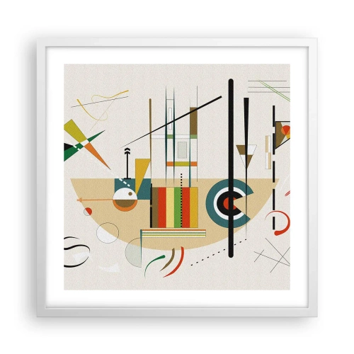 Poster in einem weißen Rahmen - Und die Welt lacht - 50x50 cm