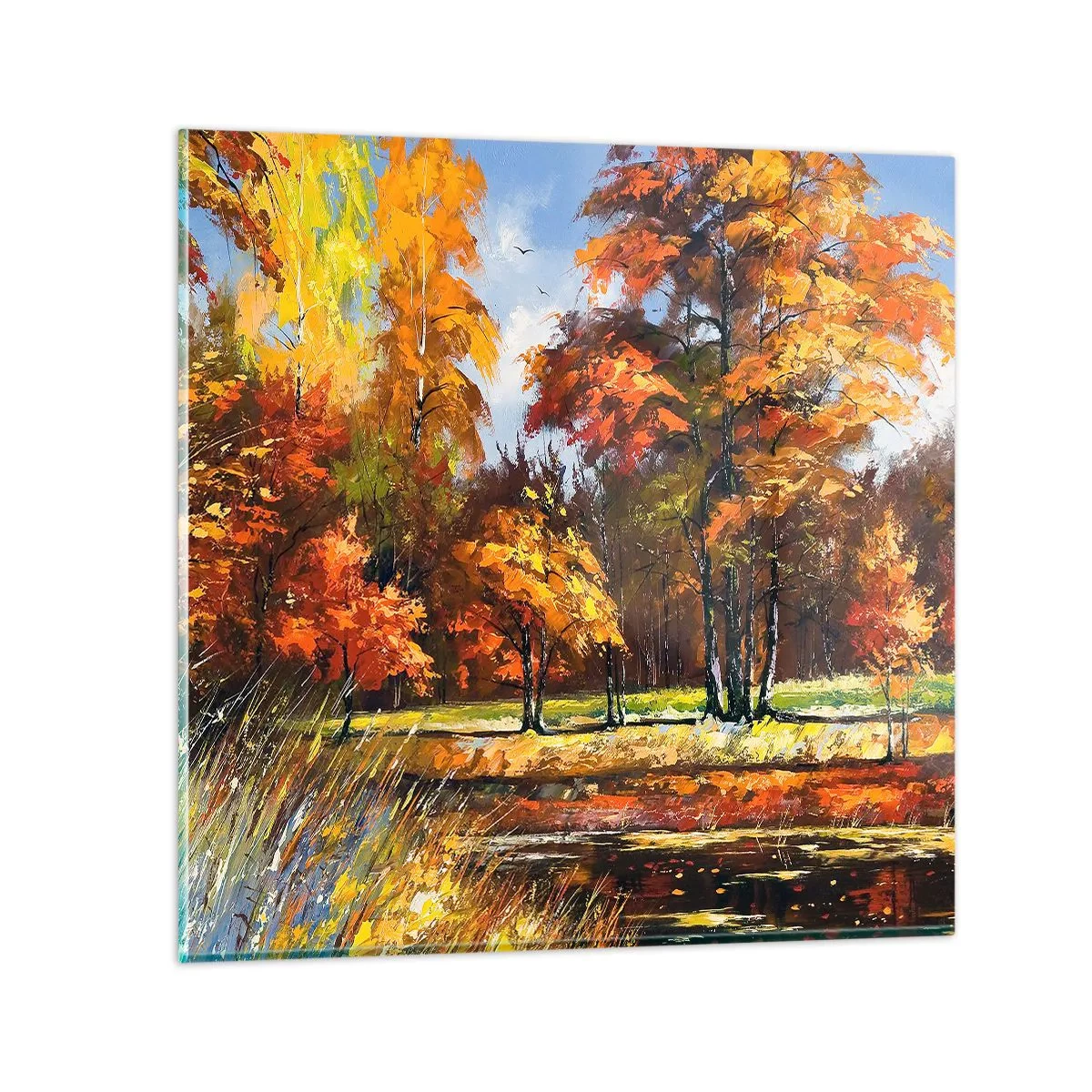 Glasbild - Bild auf glas - Landschaft in Gold und Bronze - 30x30 cm