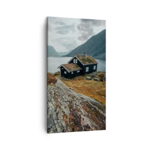 Bild auf Leinwand - Leinwandbild - Sommerresort am Fjord - 45x80 cm
