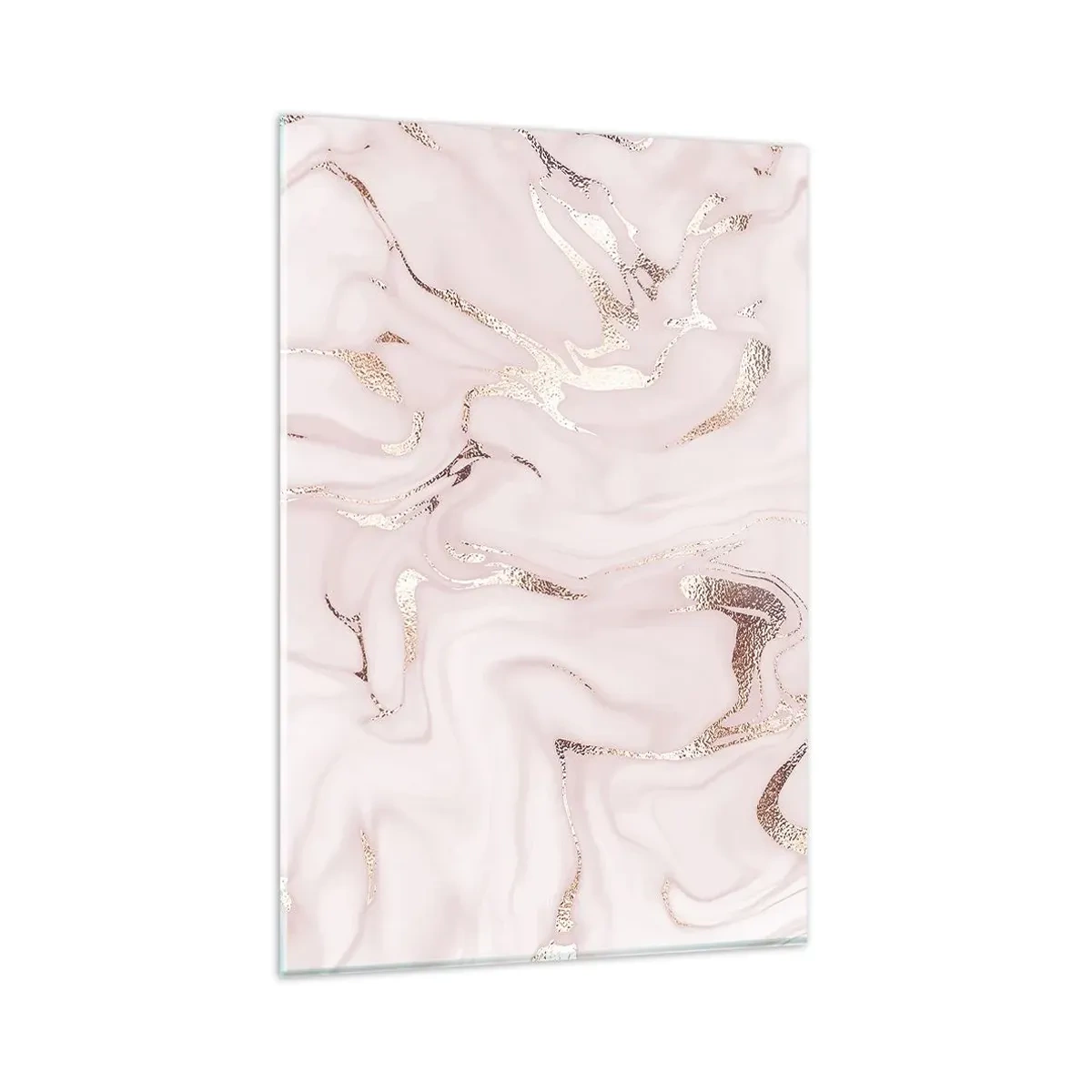 Glasbild - Bild auf glas - Elegante Abstraktion in Rosa- und Goldtönen - 80x120cm - In einem rosa Schal - Moderne Wanddekoration für Wohnzimmer und Schlafzimmer ARTTOR