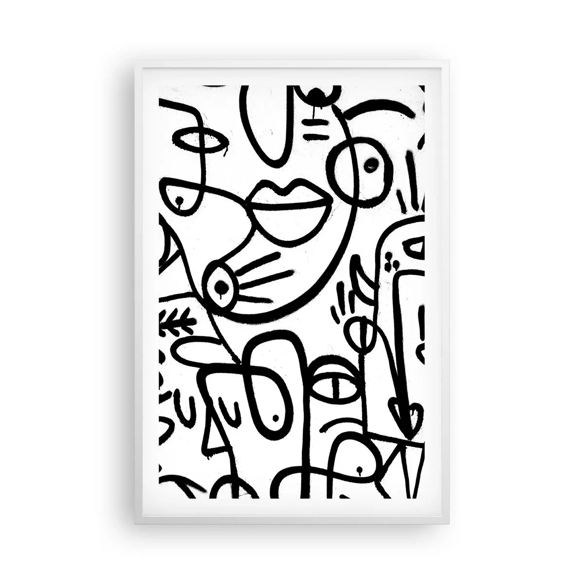 Poster in einem weißen Rahmen - Gesichter und Luftspiegelungen - 61x91 cm