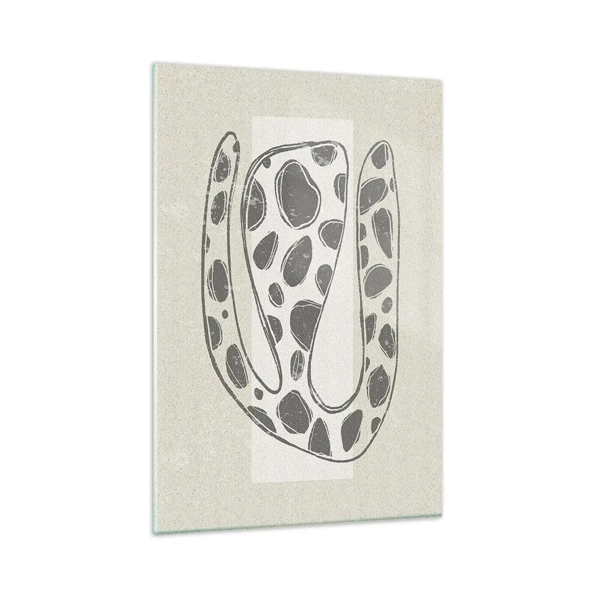 Glasbild - Bild auf glas - Abstraktes organisches Muster in Grautönen - 80x120cm - Seltsame Kreatur - Moderne Wanddekoration für Wohnzimmer und Schlafzimmer ARTTOR