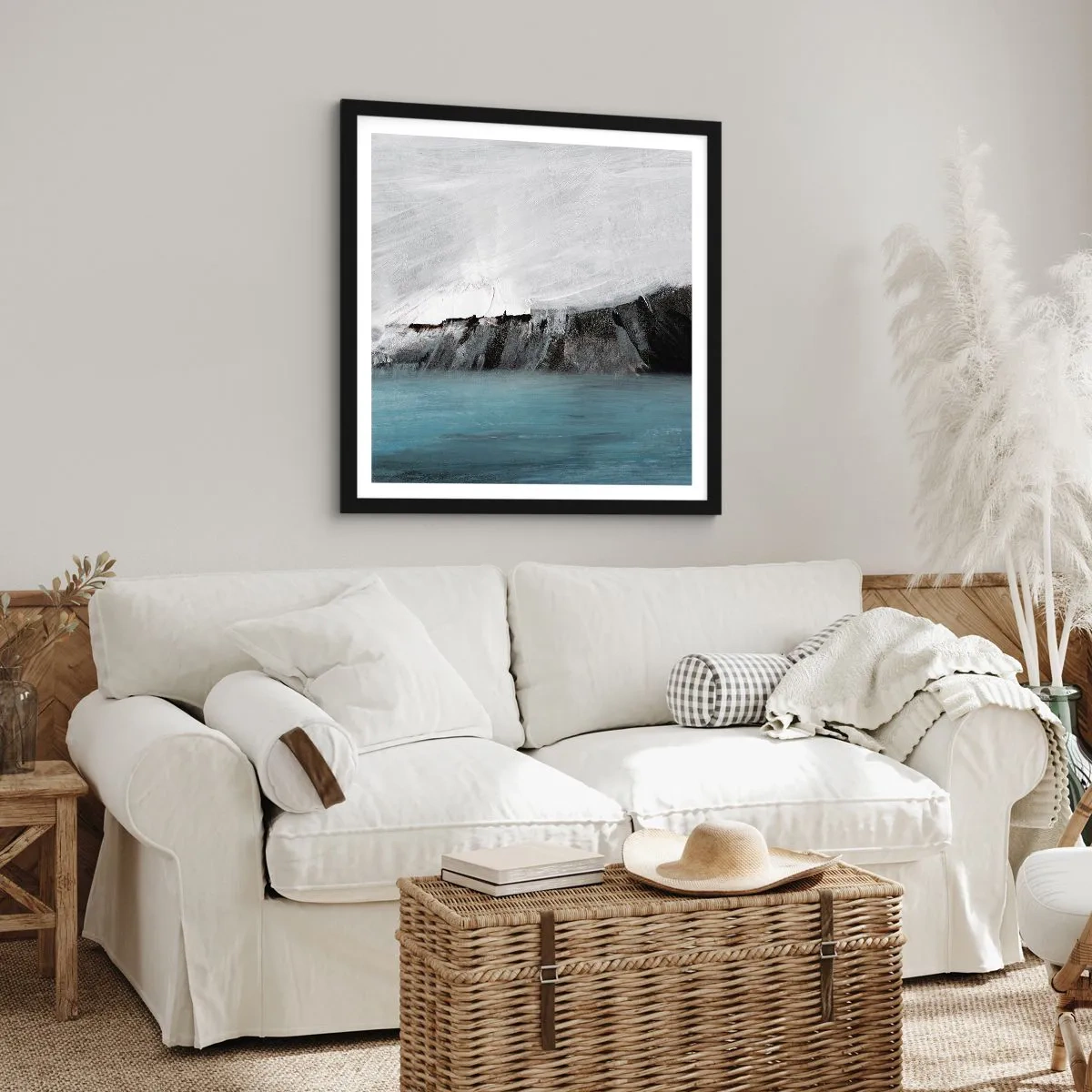 Poster in einem schwarzem Rahmen - Wasser – Erde: Kampf der Naturelemente - 60x60 cm