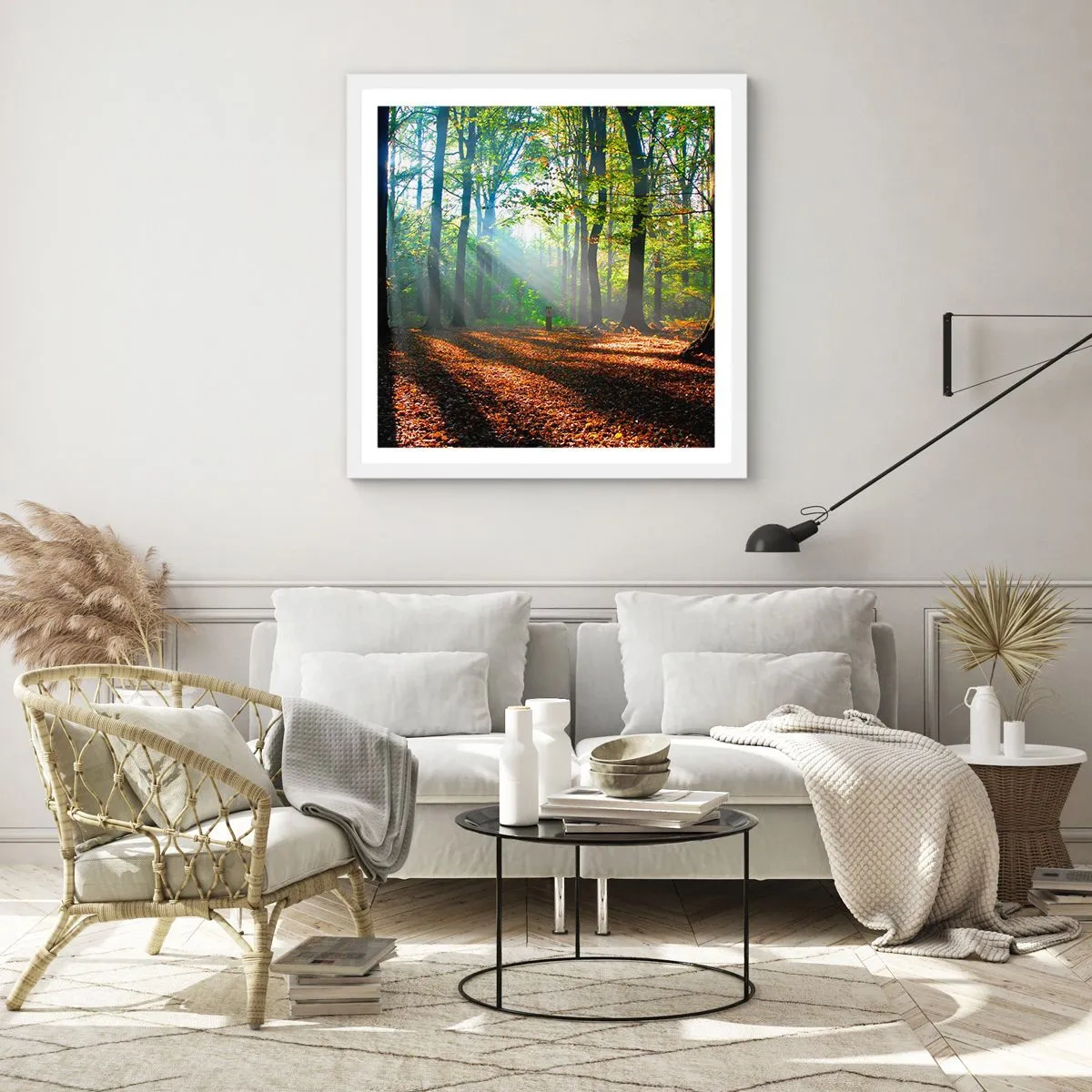 Poster in einem weißen Rahmen - Licht und Schatten - 50x50 cm