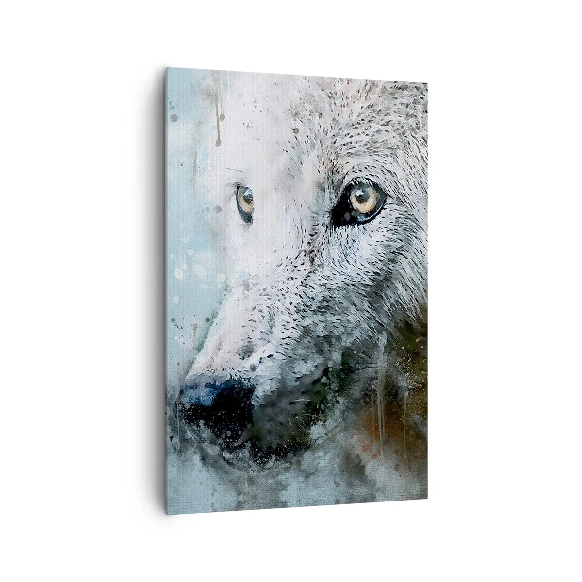 Bild auf Leinwand - Leinwandbild - Aquarellporträt eines Wolfes - 80x120cm - Lerne die Wolfsseele kennen - Moderne Wanddekoration für Wohnzimmer und Schlafzimmer ARTTOR