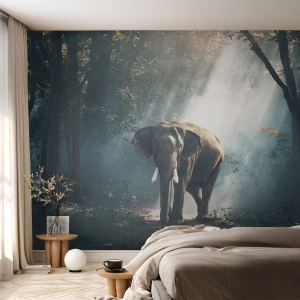 Fototapete Premium Canvas - Ein gemütlicher Spaziergang - Tiere, Elefant, Dschungel - 150x105 cm