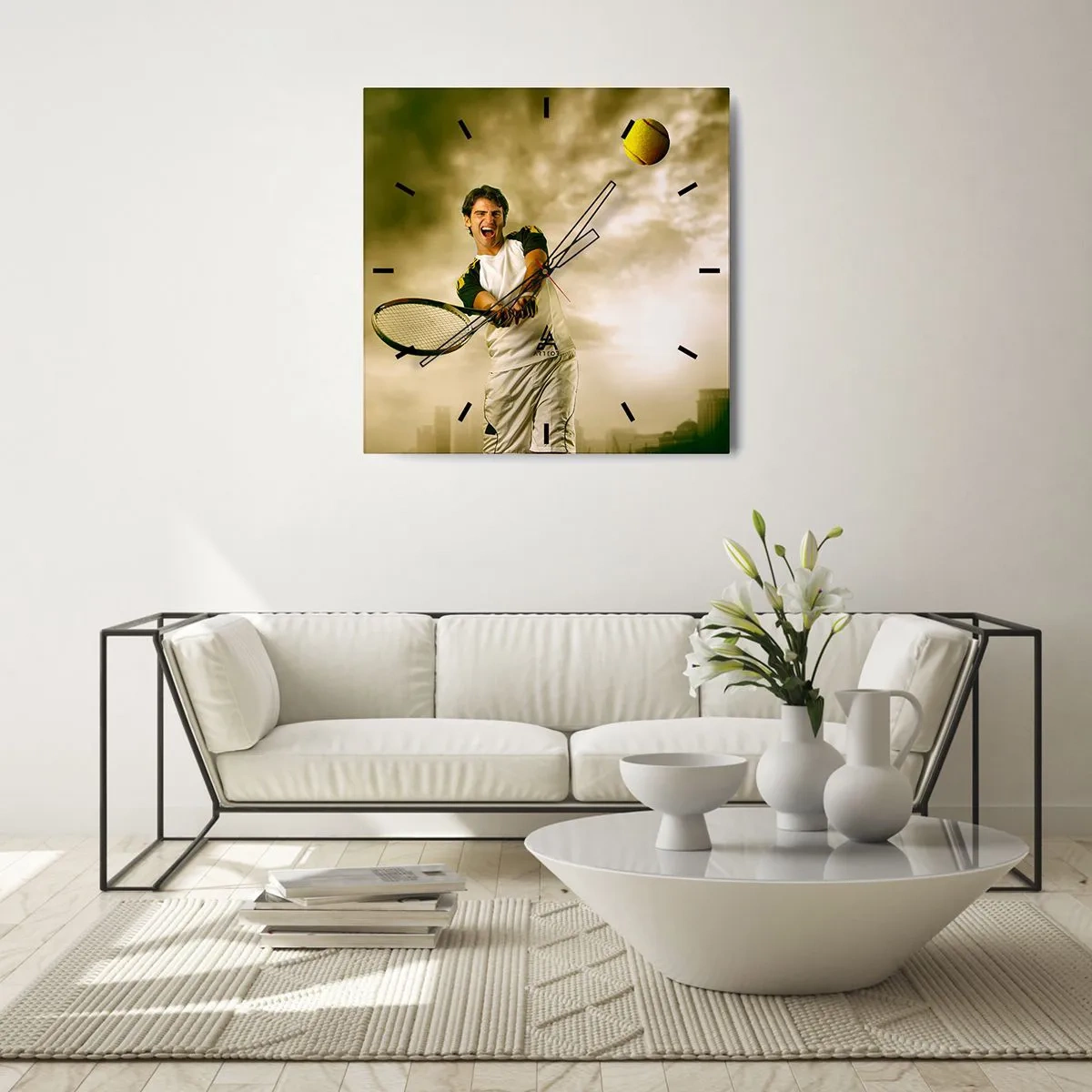 Wanduhr - Glasuhr - Energie und Freude - 40x40 cm