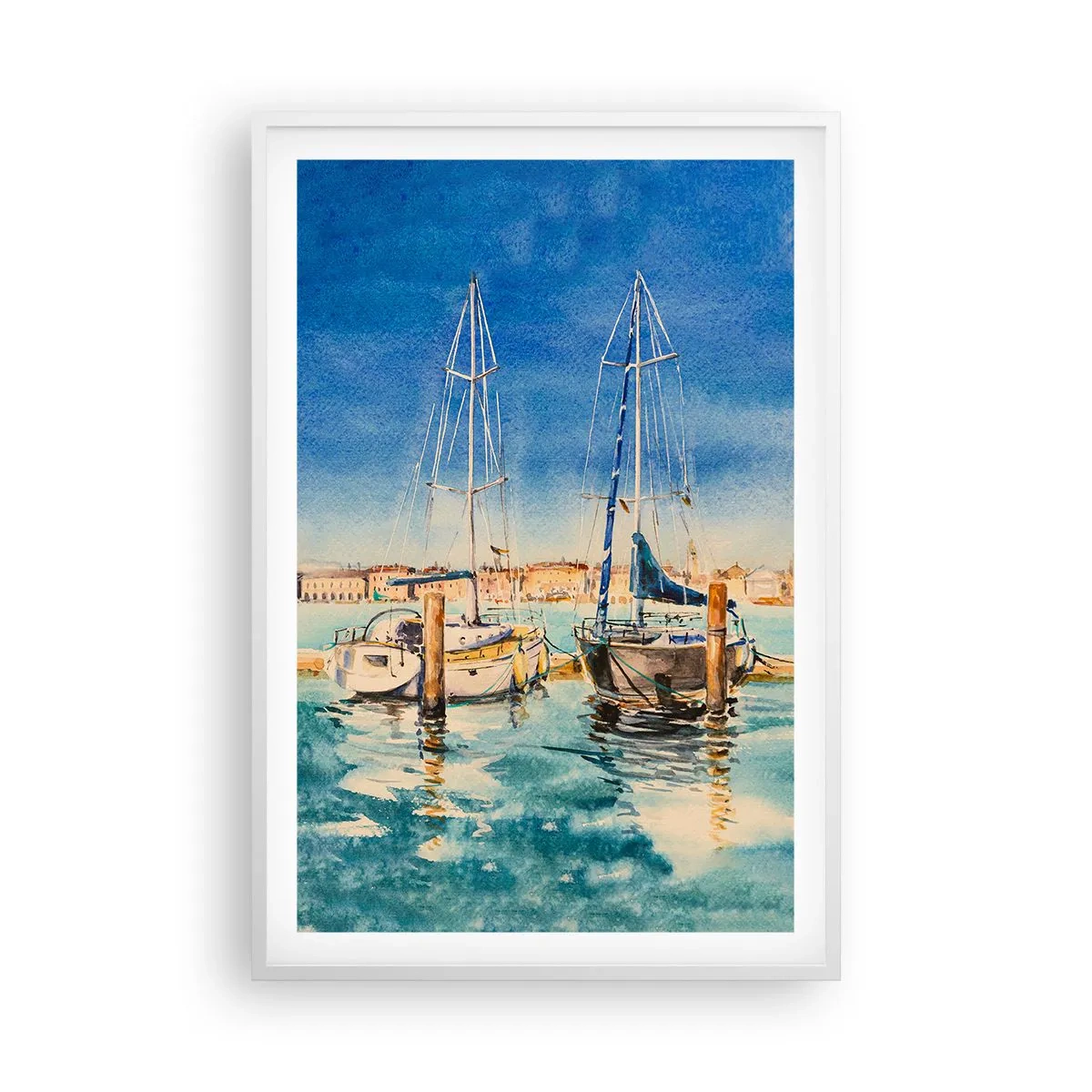 Poster in einem weißen Rahmen - Sonnige Lagune - 61x91 cm