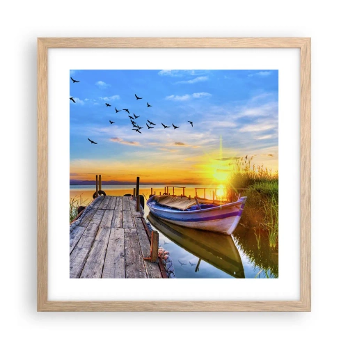 Poster in einem Rahmen aus heller Eiche - Bis morgen - 40x40 cm