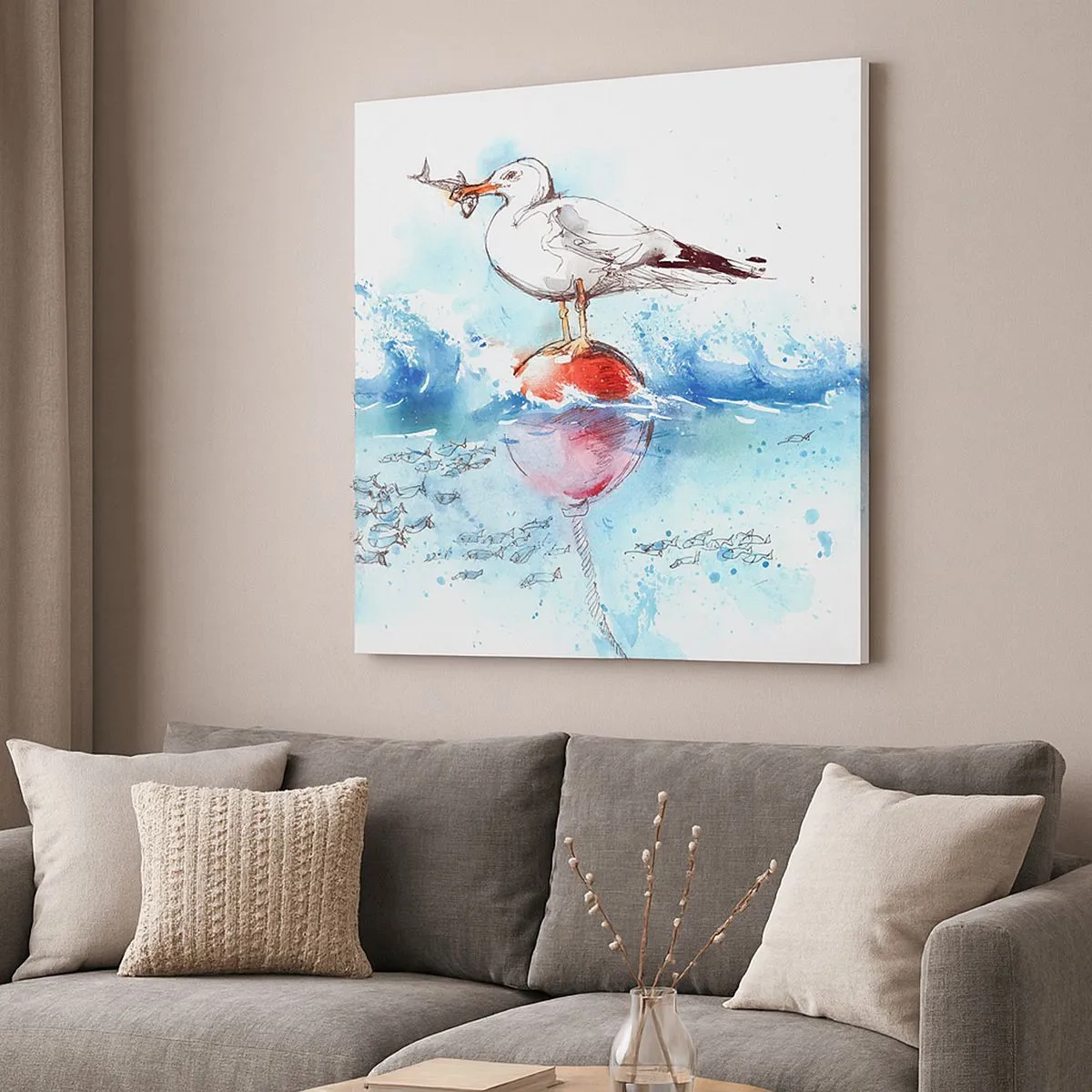 Bild auf Leinwand - Leinwandbild - Erfolgreicher Fang - 30x30 cm