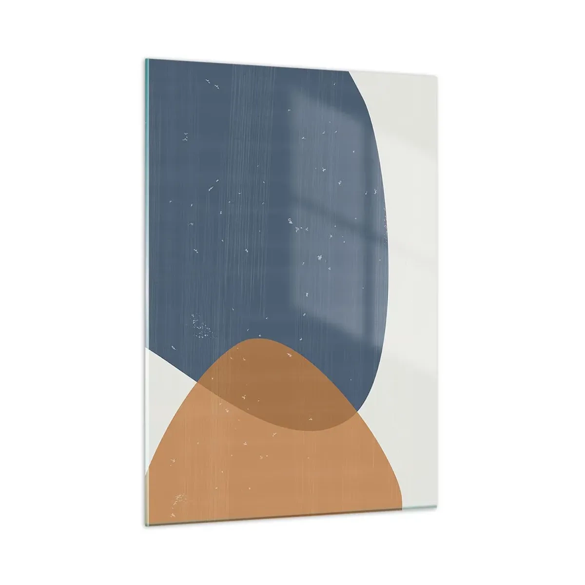 Glasbild - Bild auf glas - Geometrische Komposition mit marineblauen und beigen Ovalen - 50x70cm - Ovale und Einflüsse - Moderne Wanddekoration für Wohnzimmer und Schlafzimmer ARTTOR