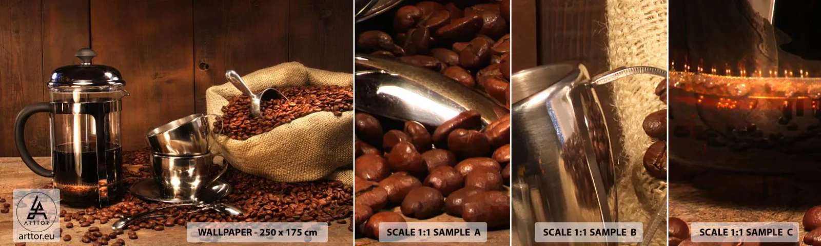 Fototapeten Muster Selbstklebend Deluxe Sticker - Der Charme des Kaffees - Aroma und Geschmack - Gastronomie, Kaffee, Kaffeetasse - 100x30 cm
