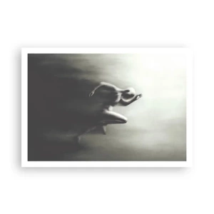 Poster - Eine schwarz-weiße Silhouette einer laufenden Figur in einem dynamischen und surrealen Stil. - 100x70cm - Unwiderstehlich - Moderne Wanddekoration für Wohnzimmer und Schlafzimmer ARTTOR