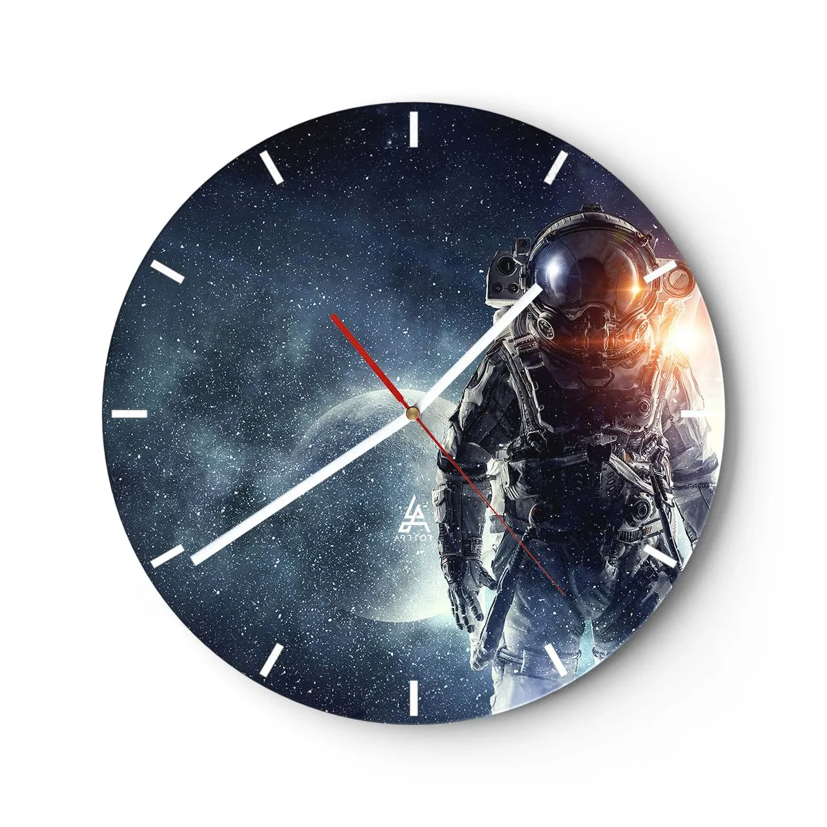 Wanduhr - Glasuhr - Weltraumabenteuer - 40x40 cm