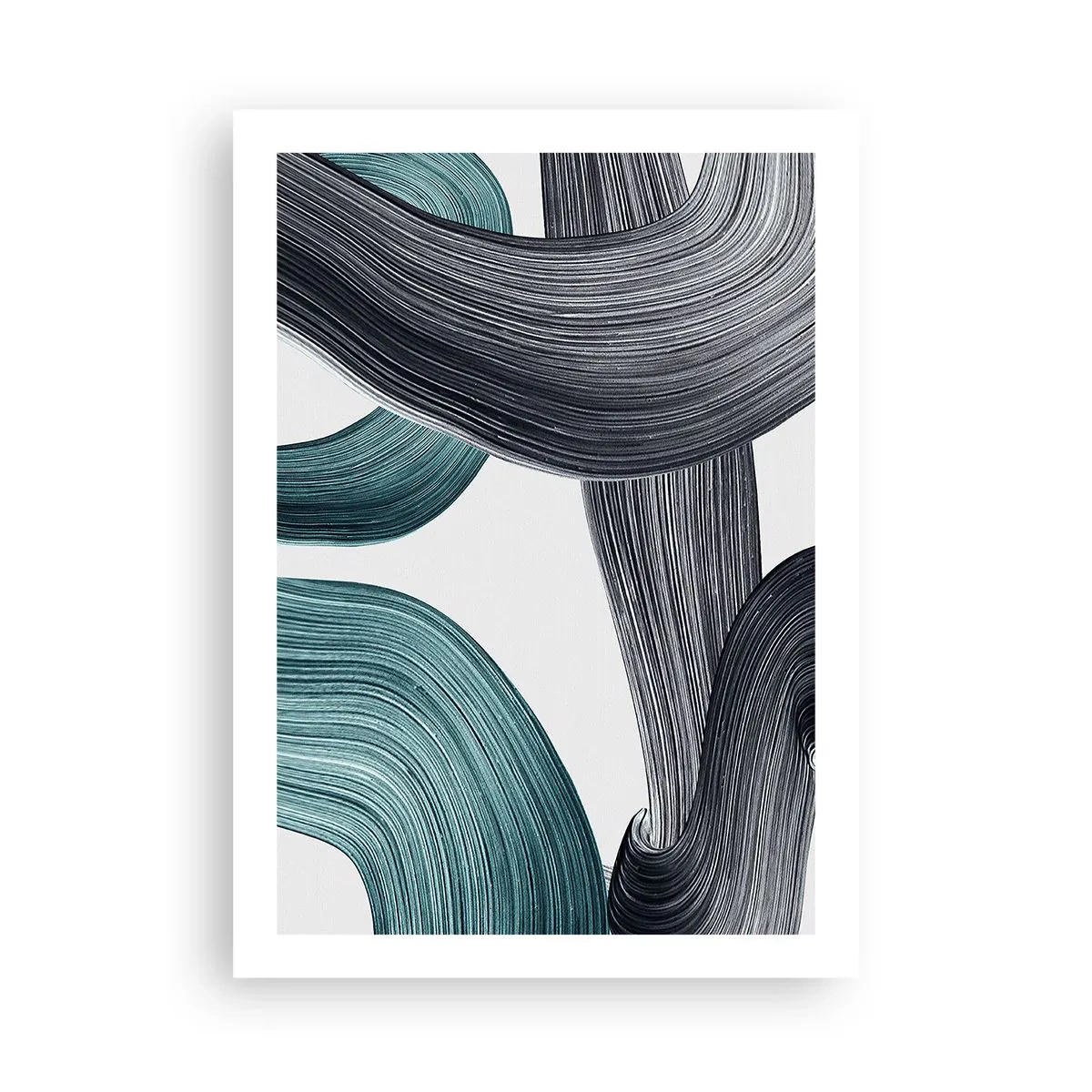 Poster - Dynamische Pinselstriche - 50x70cm - Smaragdgrüne und schwarze Pfade - Moderne Wanddekoration für Wohnzimmer und Schlafzimmer ARTTOR