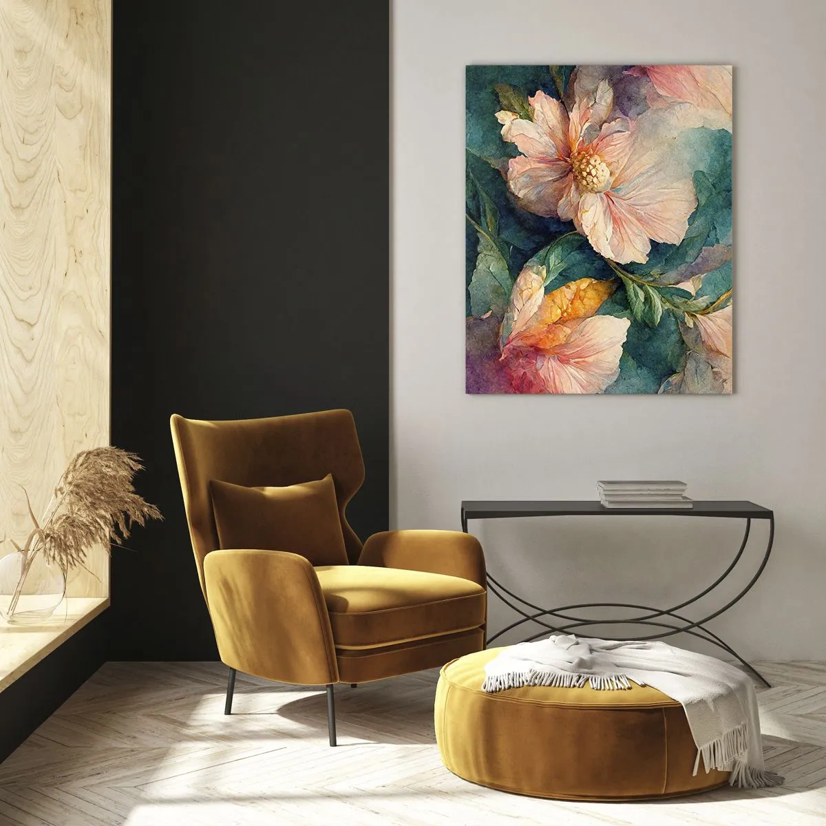 Glasbild - Bild auf glas - Zarte Blüten in Pastellfarben - 80x120cm - Pure Subtilität - Moderne Wanddekoration für Wohnzimmer und Schlafzimmer ARTTOR